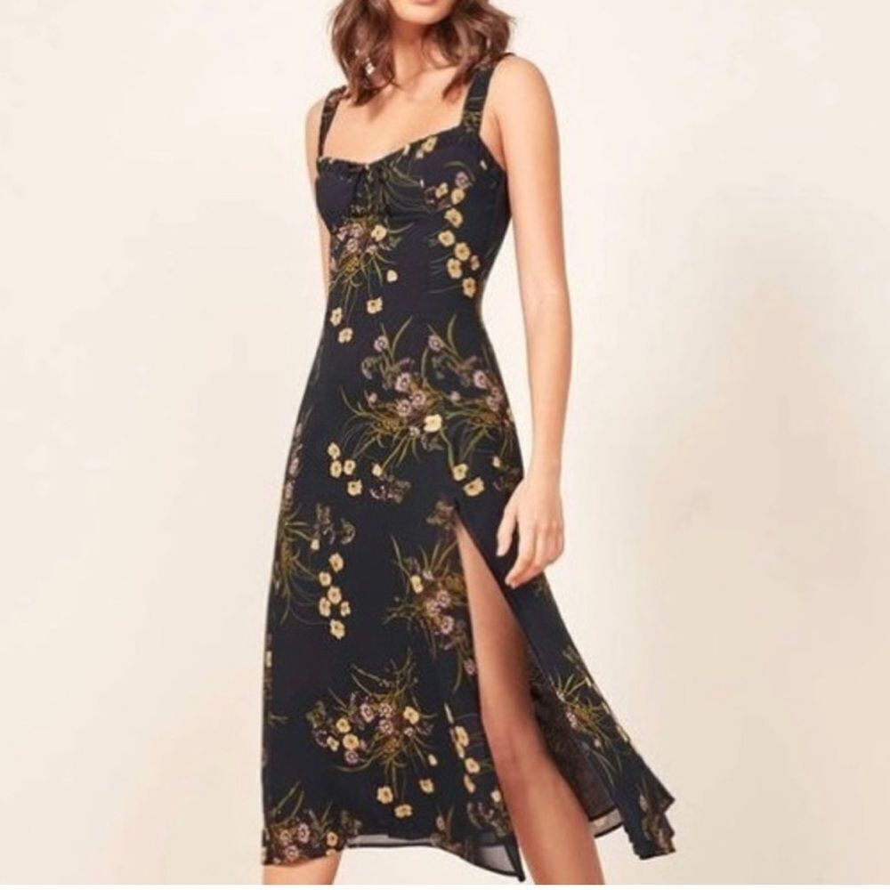 Reformation Peridot Side Slit Midi Dress in Mademoiselle